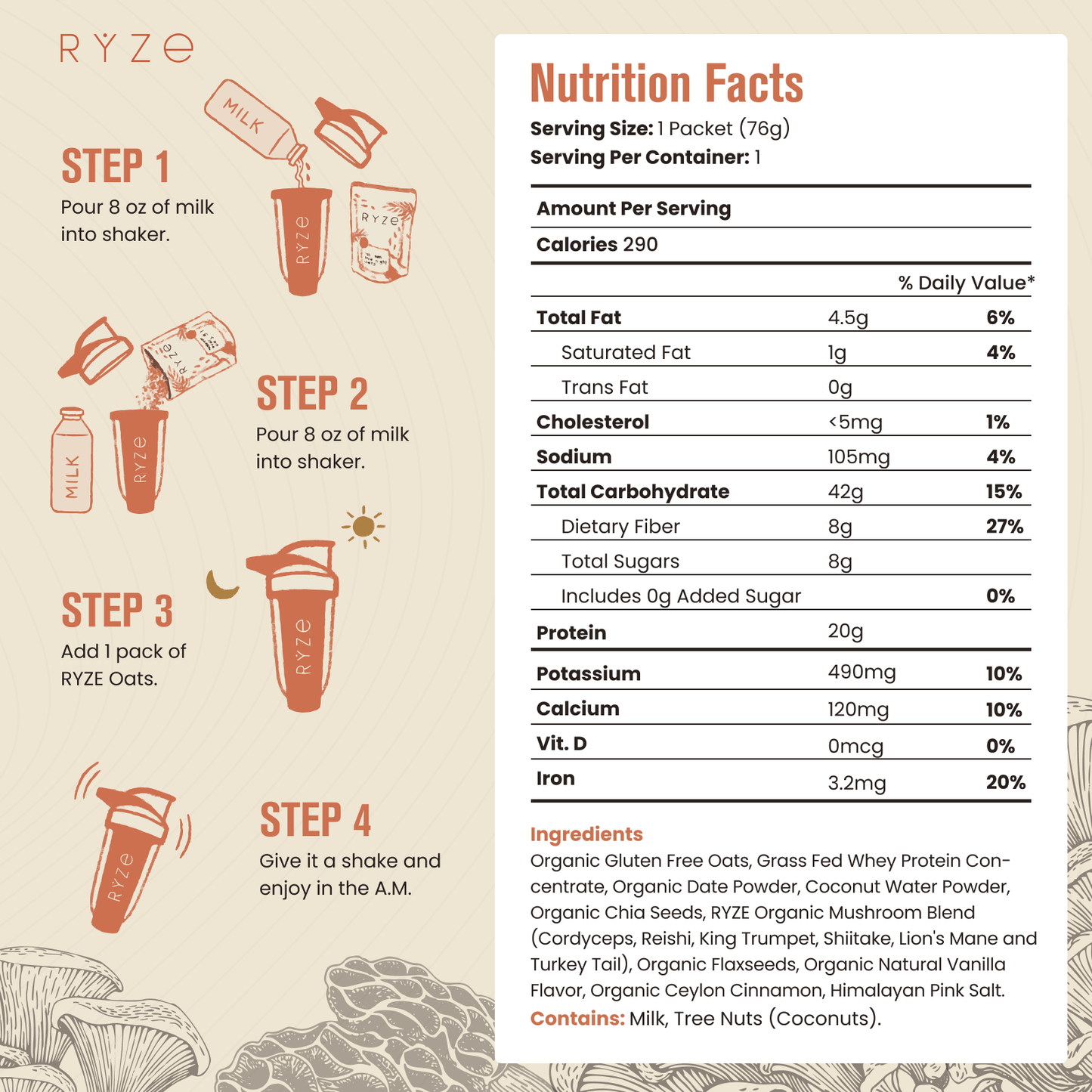 Mushroom Overnight Oats Pack (28 Servings) - PYI8
