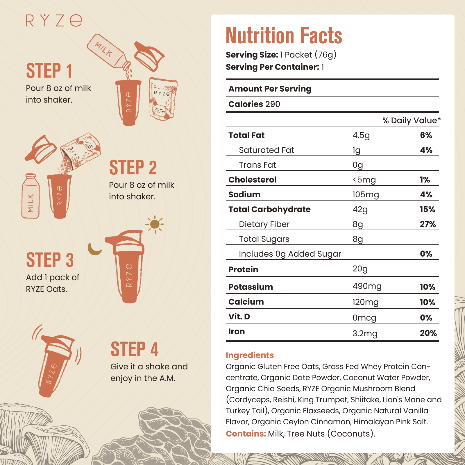 Mushroom Overnight Oats Pack (28 Servings) - PYI8
