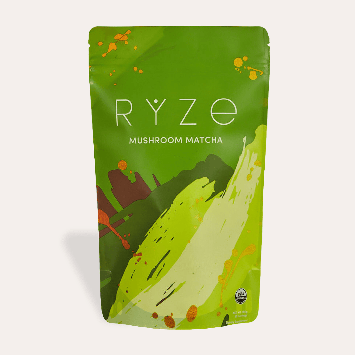 RYZE Mushroom Matcha - with 6 Organic Adaptogenic Mushrooms Grown In USA and Ceremonial-Grade Japanese Matcha - W69L