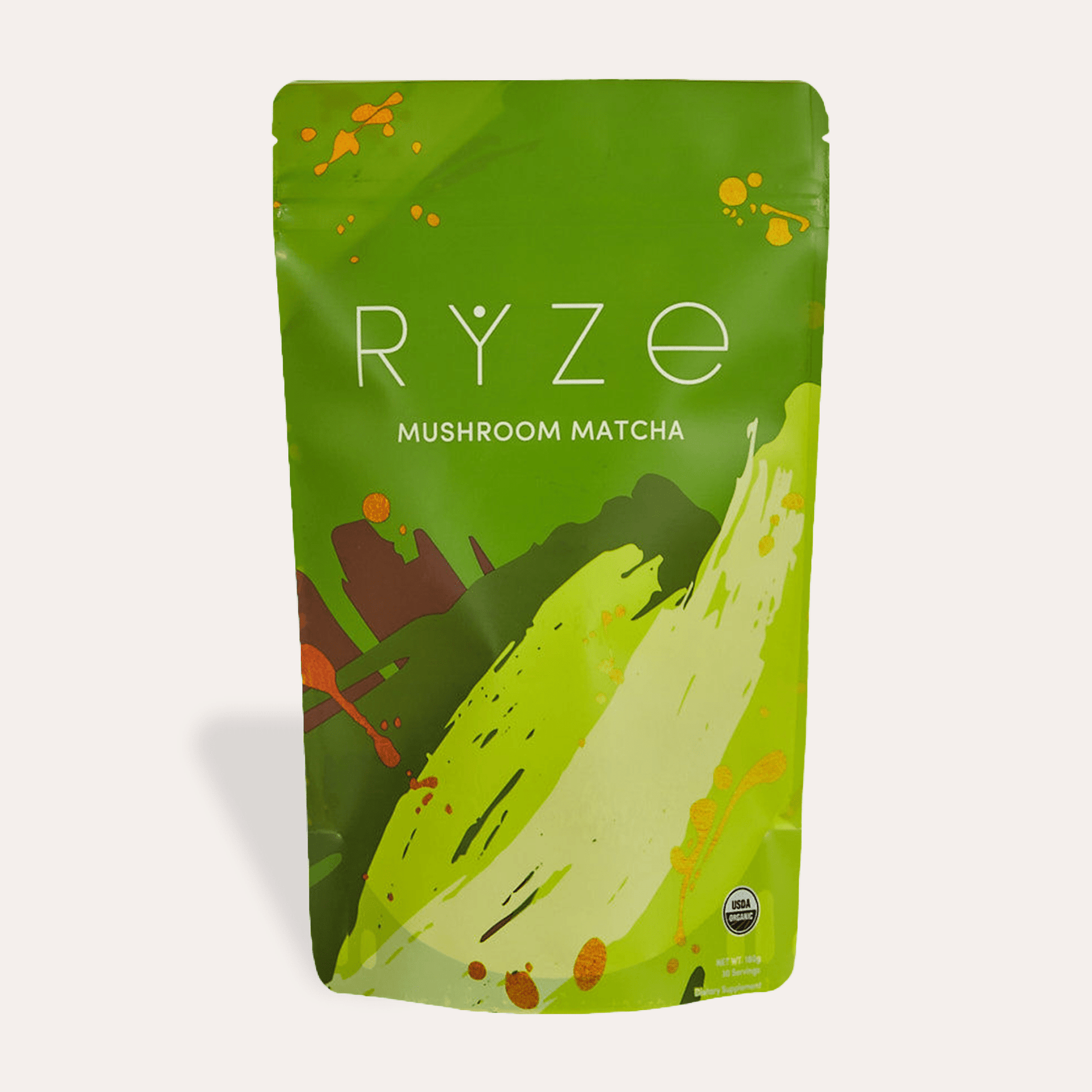 RYZE Mushroom Matcha - with 6 Organic Adaptogenic Mushrooms Grown In USA and Ceremonial-Grade Japanese Matcha - W69L