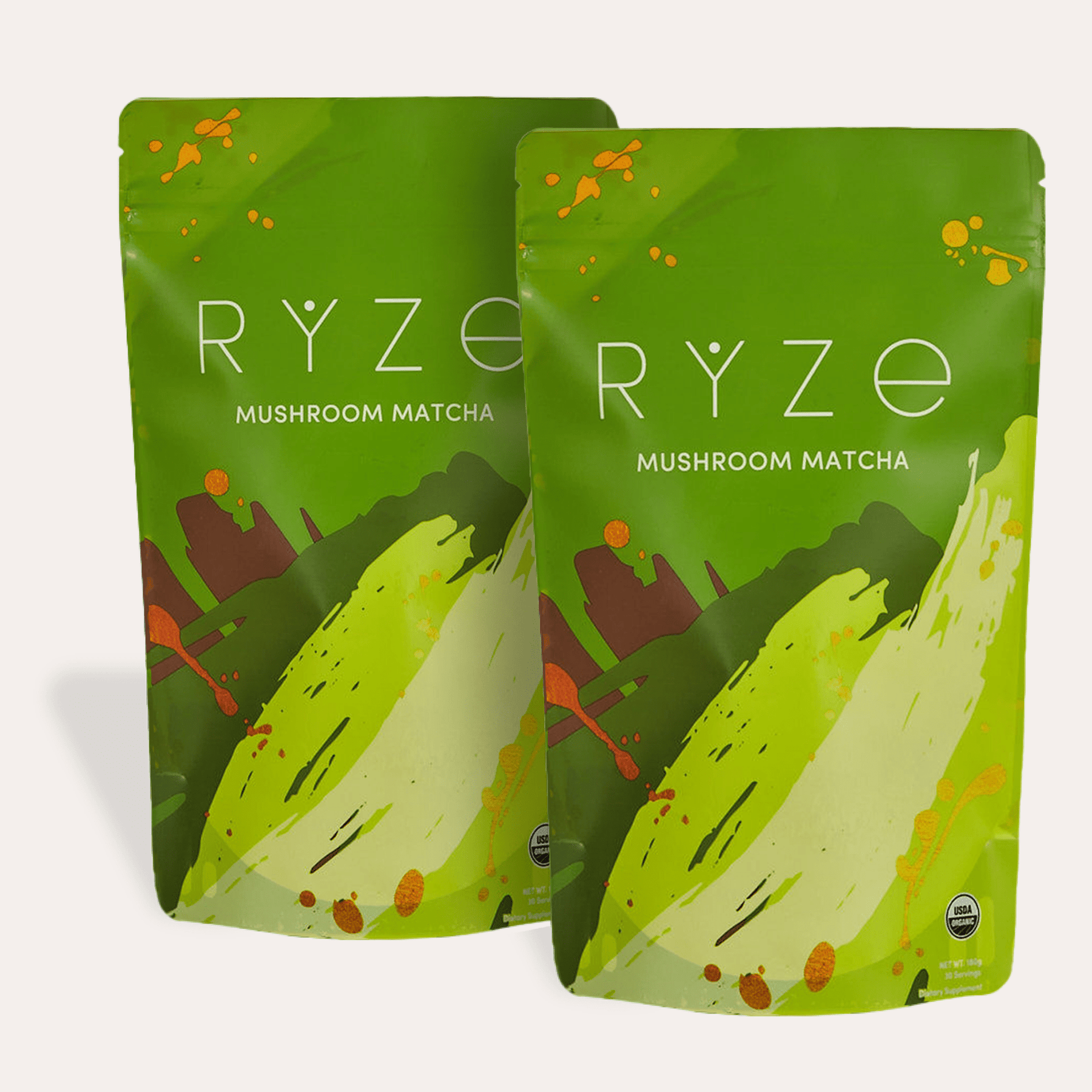 RYZE Mushroom Matcha - with 6 Organic Adaptogenic Mushrooms Grown In USA and Ceremonial-Grade Japanese Matcha - W69L